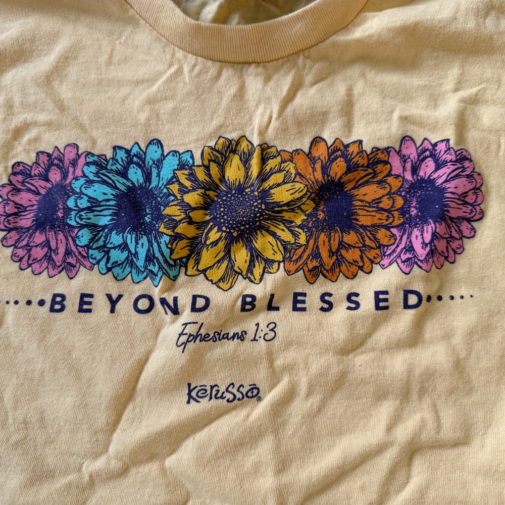 Gildan Kids 'Beyond Blessed' Floral Tan T-Shirt